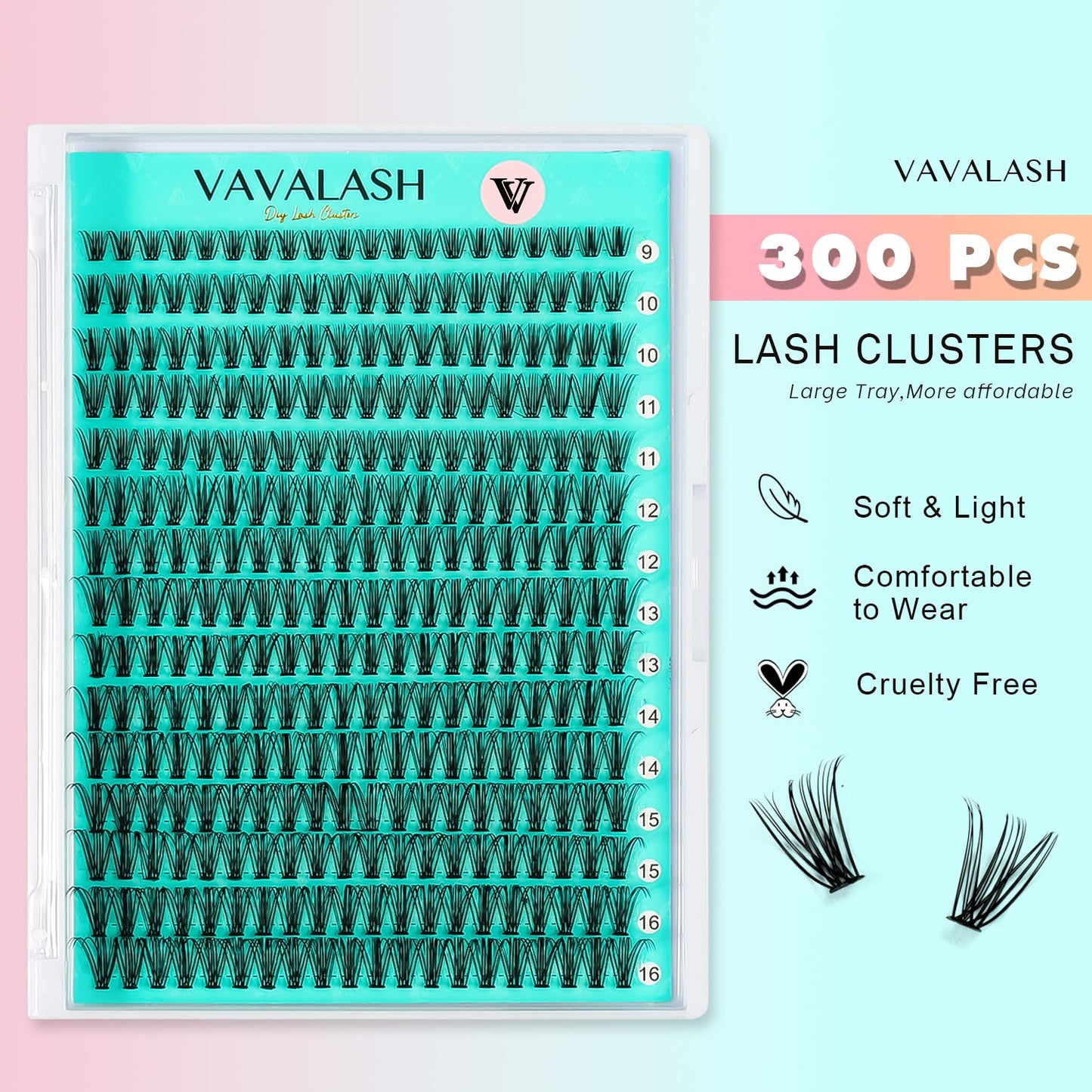 VAVALASH DIY Lash Extension Kit 280 Clusters Individual Lashes Kit 30D 40D 0.07D-10-16mm Lash Clusters, Lash Bond and Seal, Lash Tweezer for DIY Eyelash Extension at Home（Kit-30D+40D-0.07D-10-16MIX）