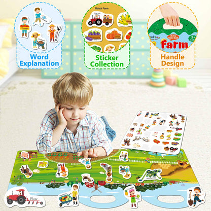 3 Sets Sticker Books for Toddler 1-3, 118 Pcs Reusable Stickers Vehicles, Farm, Space Theme Sticker Books for Girls Boys Preschool Education Learning Toys for Kids 2 3 4 Year Old