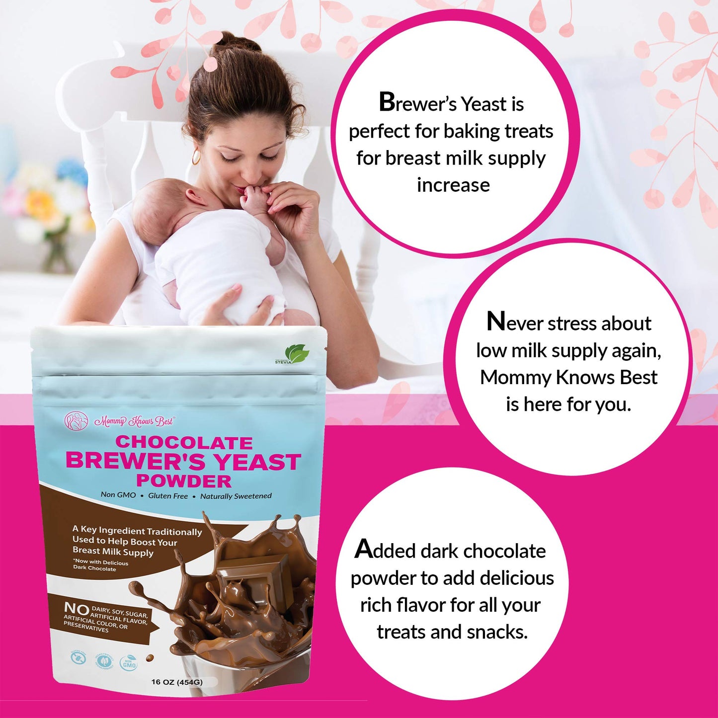 Mommy Knows Best Brewer's Yeast Powder for Breastfeeding Support, Gluten-Free, 15 oz