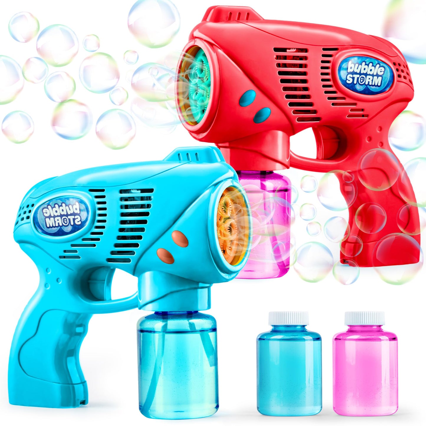 JOYIN 2 Kids Bubble Gun with 2 Bottles Bubble Refill Solution, Bubble Guns kids 4-8, Bubble Machine Gun for Toddlers 1-3, Bubble Gun Blaster Party Favors, Summer Toy, Outdoors, Easter, Birthday Gift