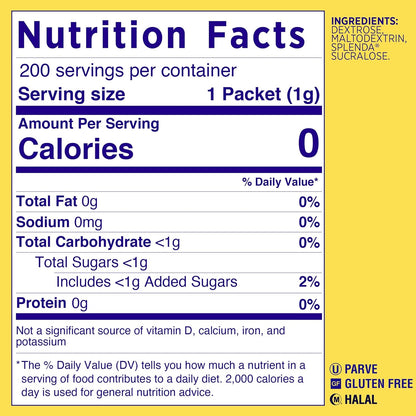 SPLENDA Zero Calorie Sweetener, 200 Count Packets