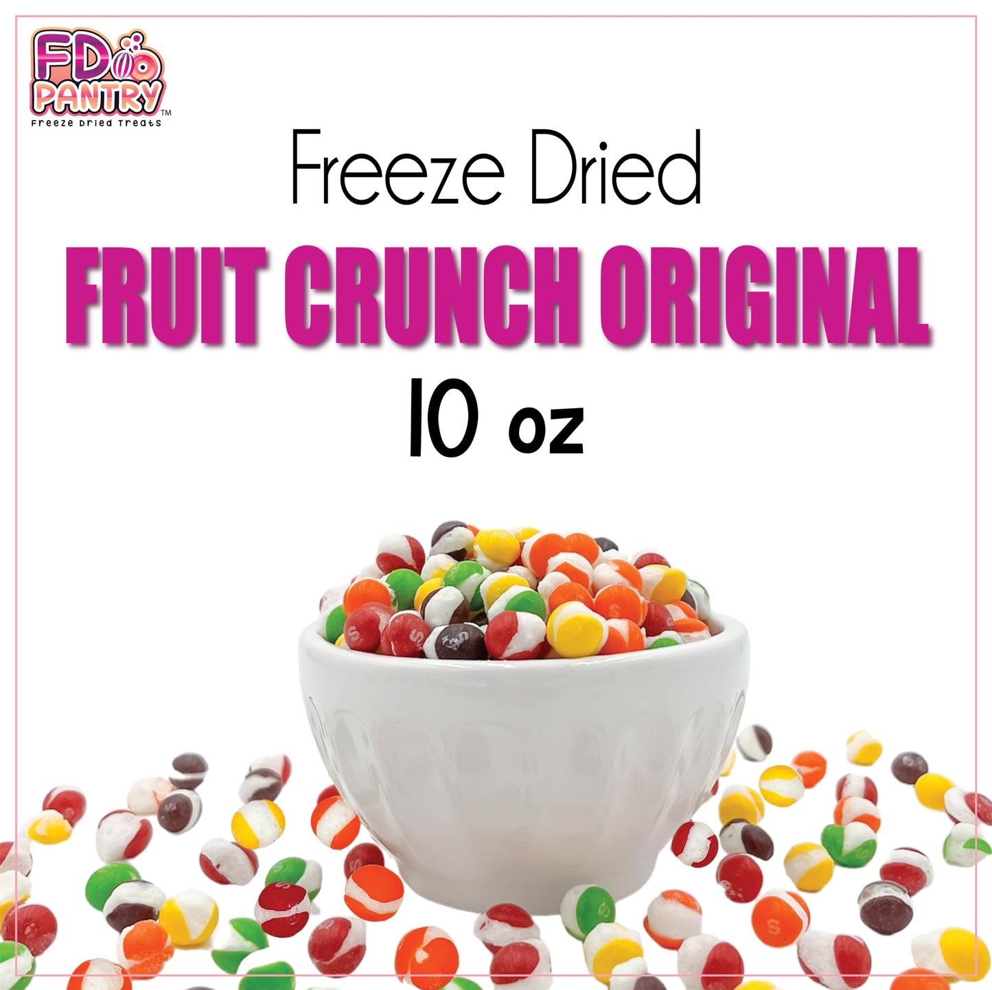 Fruit Crunch Original Candy Freeze Dried 16 oz 1 pound - Assortment Strawberry, Orange, Lemon, Grape, Lime Flavors Large 1lb Big Bag Pouch - Ideal Gift Snack 16oz