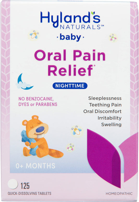 Hyland's Baby Nighttime Soothing Tablets with Chamomilla, Natural Relief of Oral Discomfort, Irritability, and Swelling, 125 Count