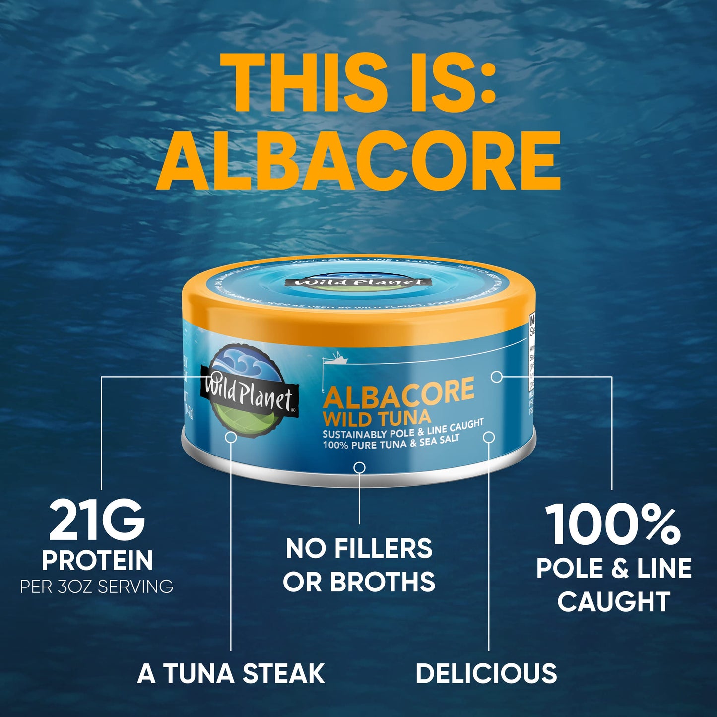 Wild Planet Wild Albacore Tuna, No Salt Added, Canned Tuna, Sustainably Wild-Caught, Non-GMO, Kosher 5 Ounce (Pack of 12), Packaging May Vary