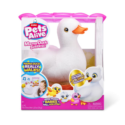 Pets Alive Mama Duck Surprise by ZURU, 4 Surprise Eggs, Baby Ducklings, 10+ Sounds, Walking Toy, Interactive Girls Toy, Ages 3+