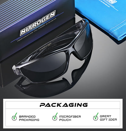 Nitrogen Polarized Wrap Around Sport Sunglasses for Men Women UV400 Protection Sun Glasses