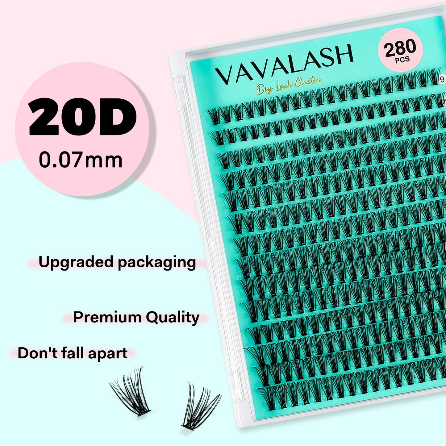 VAVALASH DIY Lash Extension Kit 280 Clusters Individual Lashes Kit 30D 40D 0.07D-10-16mm Lash Clusters, Lash Bond and Seal, Lash Tweezer for DIY Eyelash Extension at Home（Kit-30D+40D-0.07D-10-16MIX）