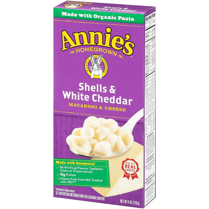 Annie's White Cheddar Shells Macaroni and Cheese with Organic Pasta, 6 oz (Pack of 12)