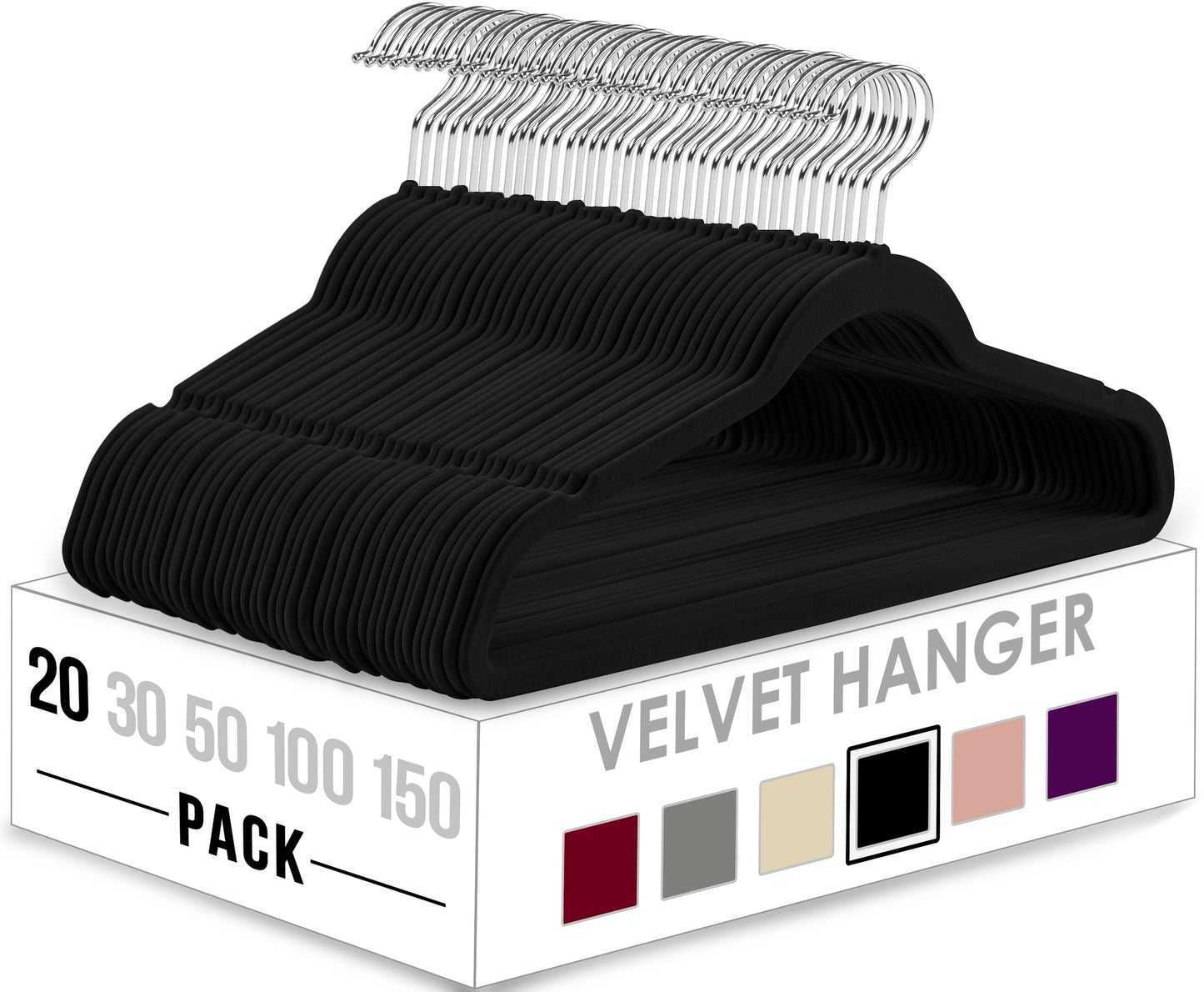 Utopia Home Velvet Hangers 50 Pack - Non-Slip Clothes Hangers - Black Hangers - Suit Hangers with 360 Degree Rotatable Hook - Heavy Duty Coat Hangers - Pants Hangers