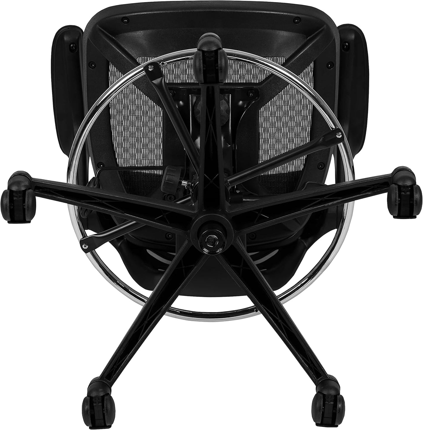 Flash Furniture Waylon Mid-Back Swivel Office Chair with Adjustable Foot Ring, Lumbar Support, and Seat Height, Ergonomic Mesh Executive Chair with Armrests, Black