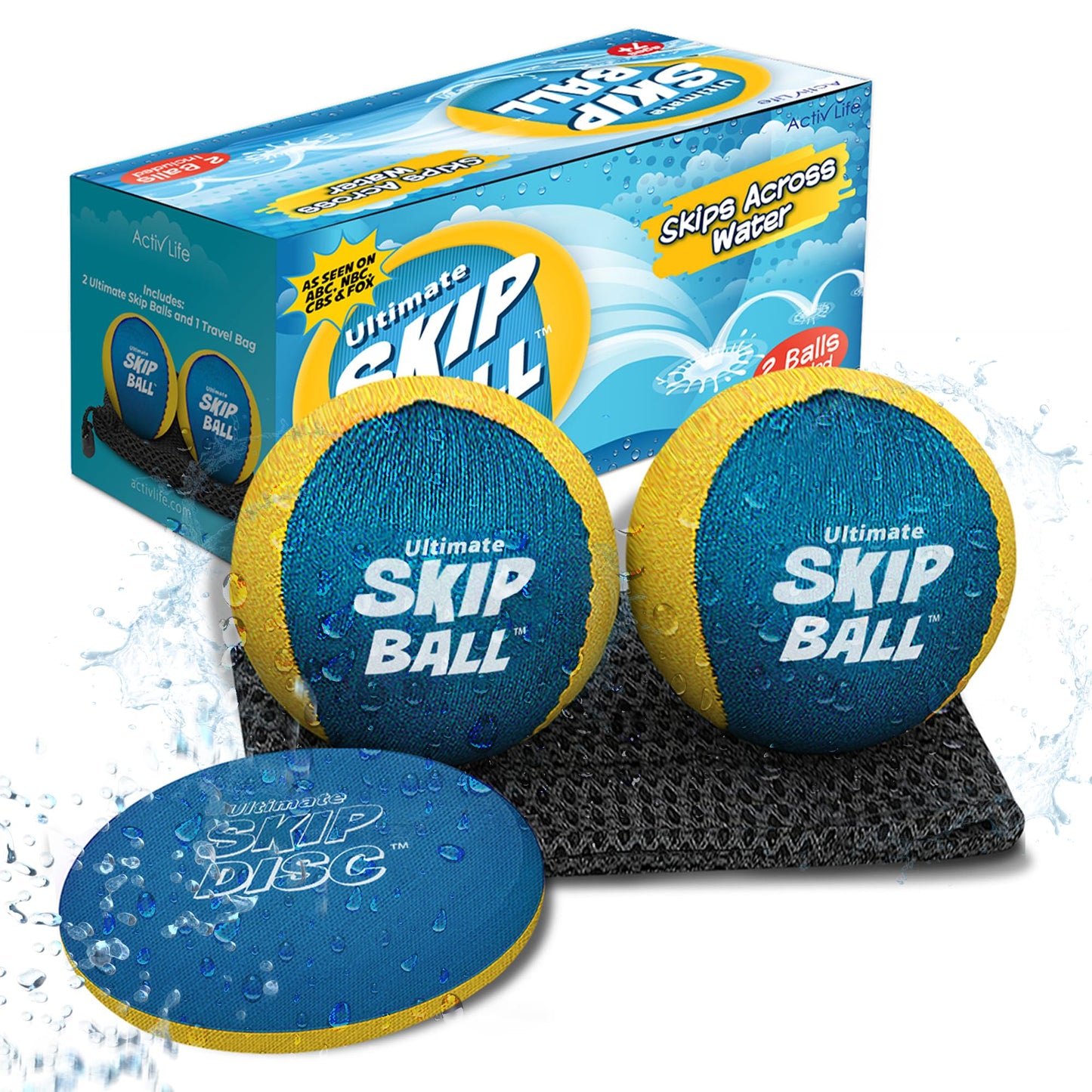 Activ Life The Ultimate Skip Ball – Water Bouncing Ball (2 Pack) Create Lasting Memories with Your Friends & Family at The Beach, Lake or Pool - Great for All Ages