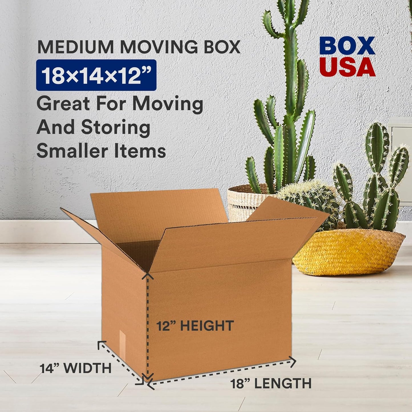 BOX USA Moving Boxes Medium 18"L x 14"W x 12"H 10-Pack | Corrugated Cardboard Box for Shipping, Mailing, Packing, Packaging and Storage 18x14x12