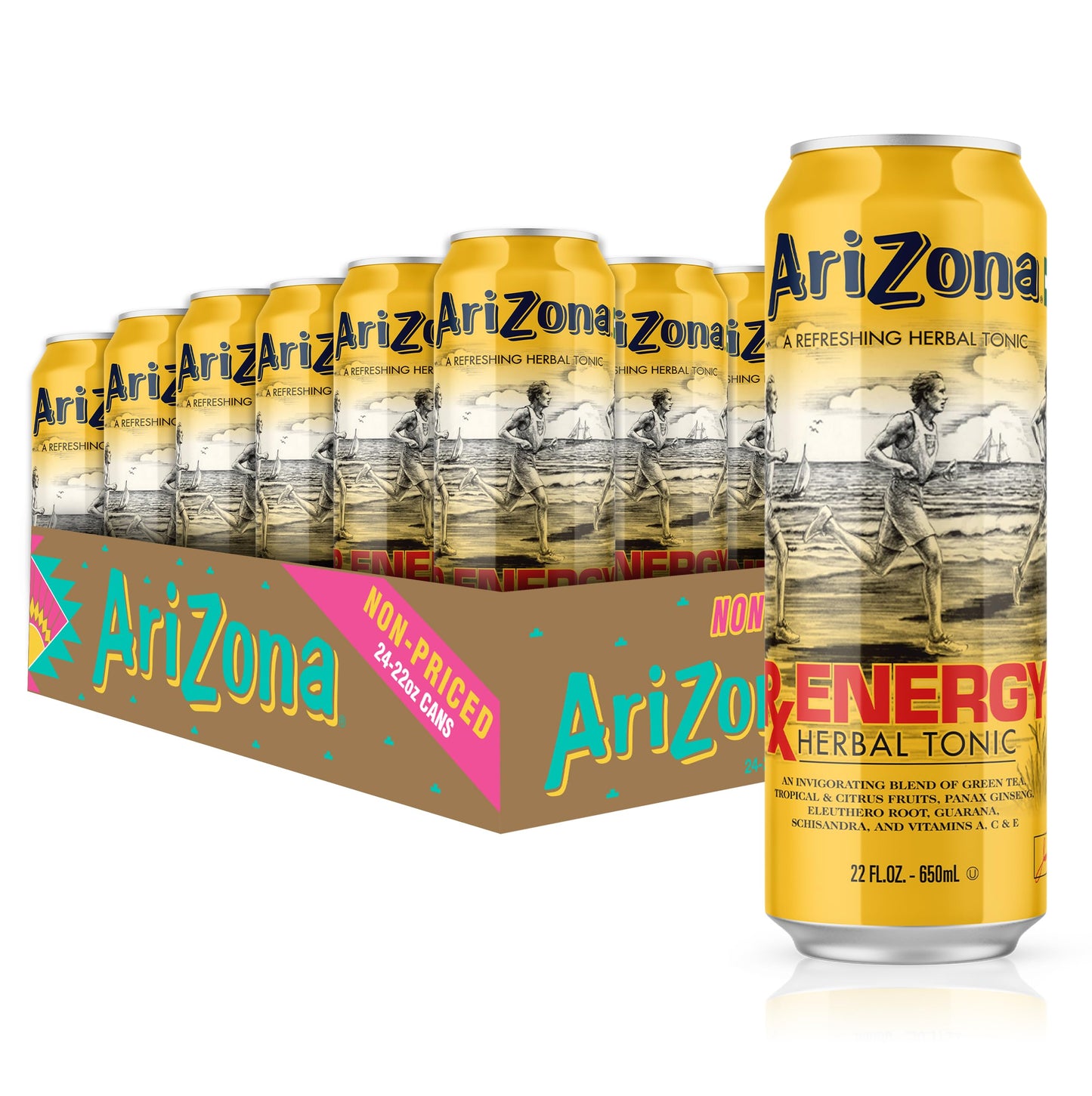 AriZona Green Tea with Ginseng and Honey - Big Can, 22 Fl Oz (Pack of 24)