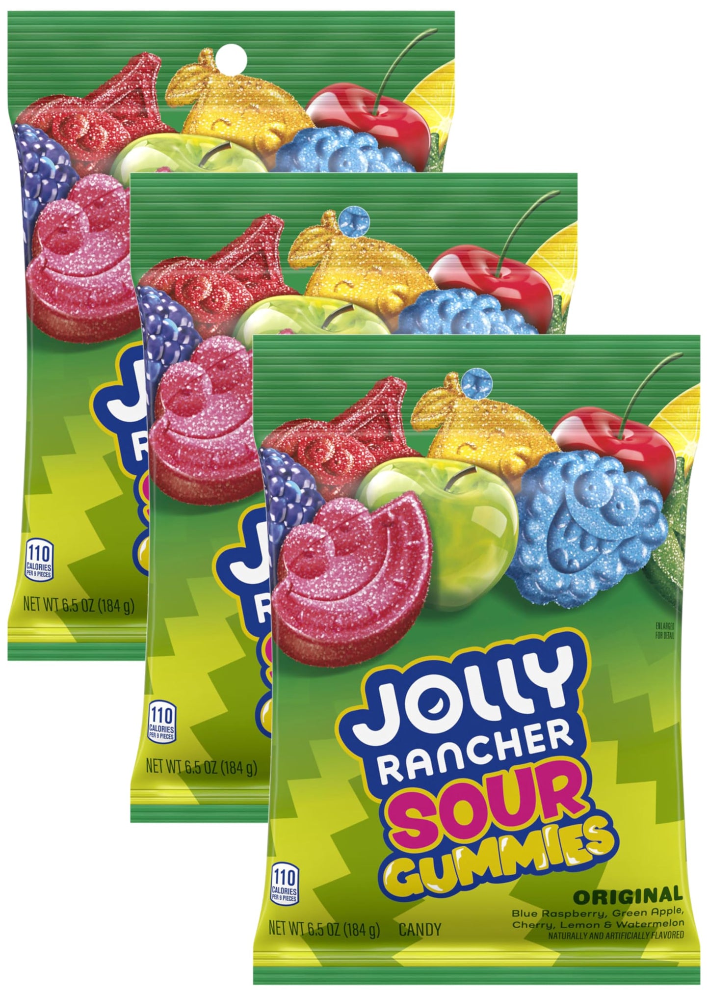 JOLLY RANCHER Gummies Sours Assorted Fruit Flavored Candy Bag, 6.5 oz