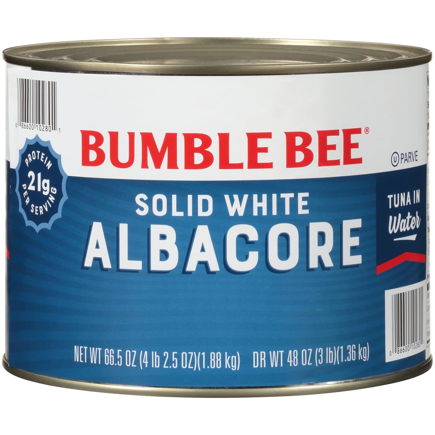 Bumble Bee Solid White Albacore Tuna in Water, 5 oz Can (Pack of 8) - Wild Caught Tuna - 29g Protein per Serving, High in Omega-3s - Non-GMO Project Verified, Gluten Free, Kosher