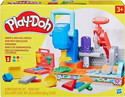 Play-Doh Stamp & Saw Tool Bench Playset, Construction Toys for Boys & Girls 3 Years & Up, Kids Arts & Crafts