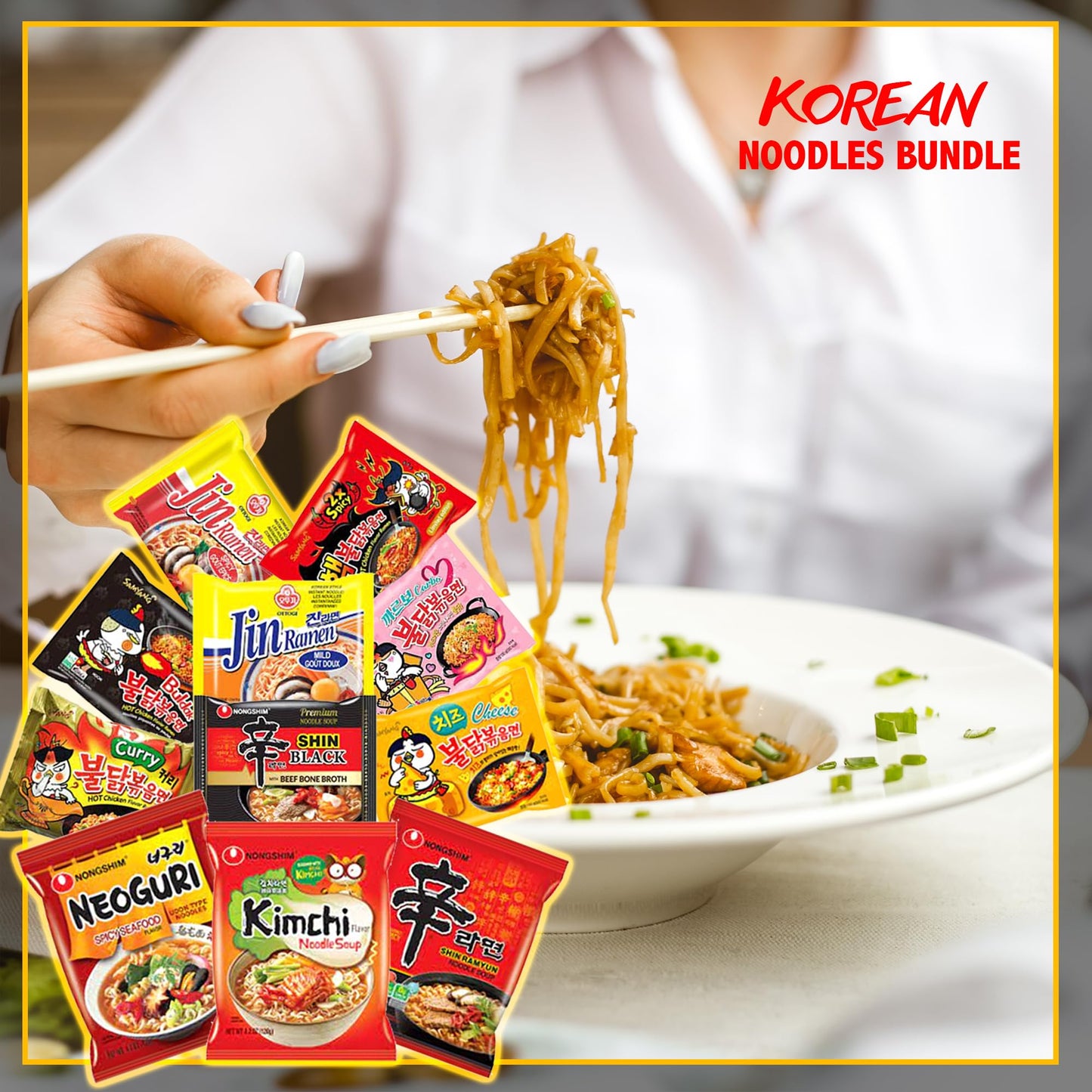 FOODIE BOXX Asian Instant Ramen Noodles Variety Pack with Cookies & Chopsticks (Dry)