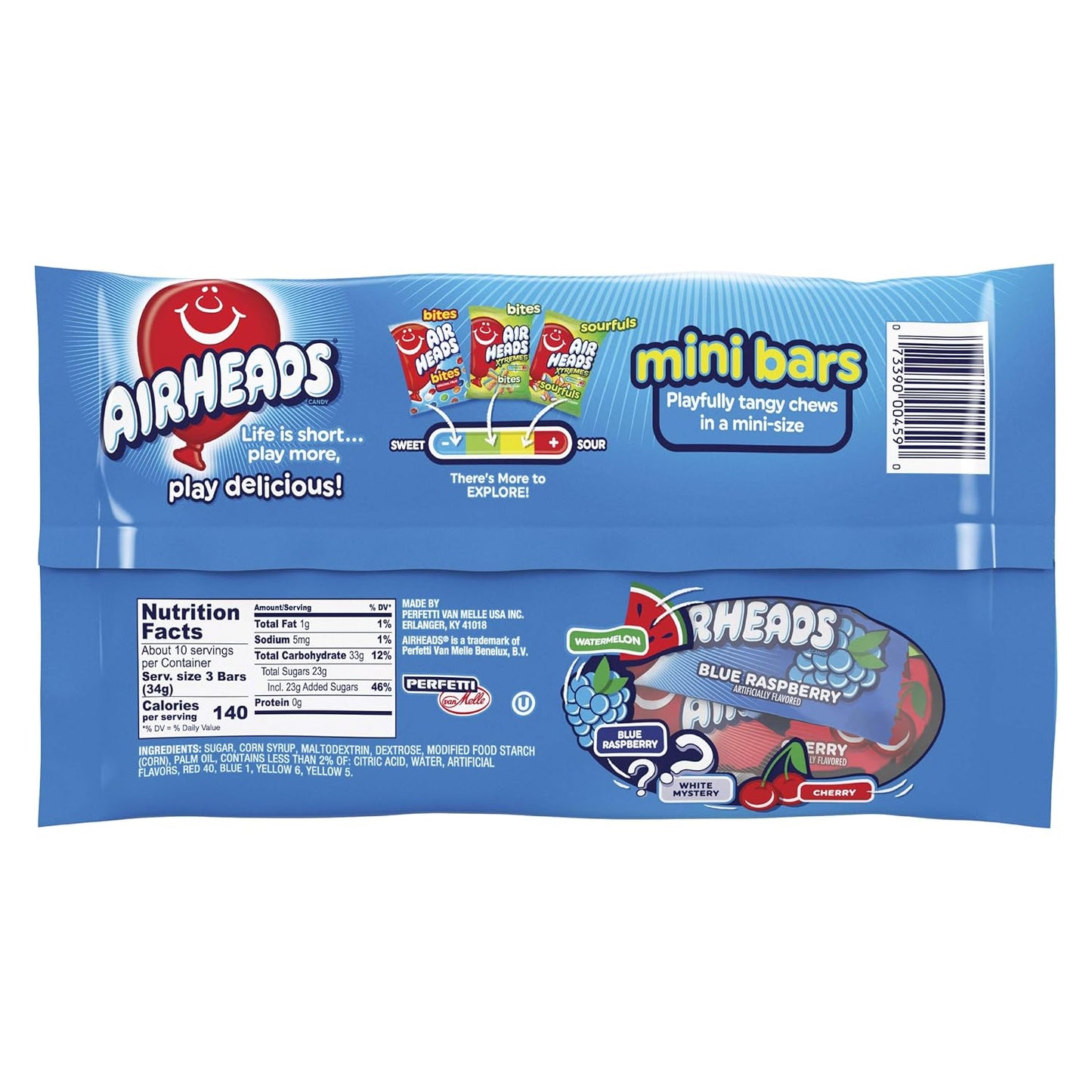 Airheads Mini Bars, Halloween Trick or Treat Candy Variety Bag, Individually Wrapped Bulk Candy for Adults & Kids, Party, Non-Melting, 12 oz Bag