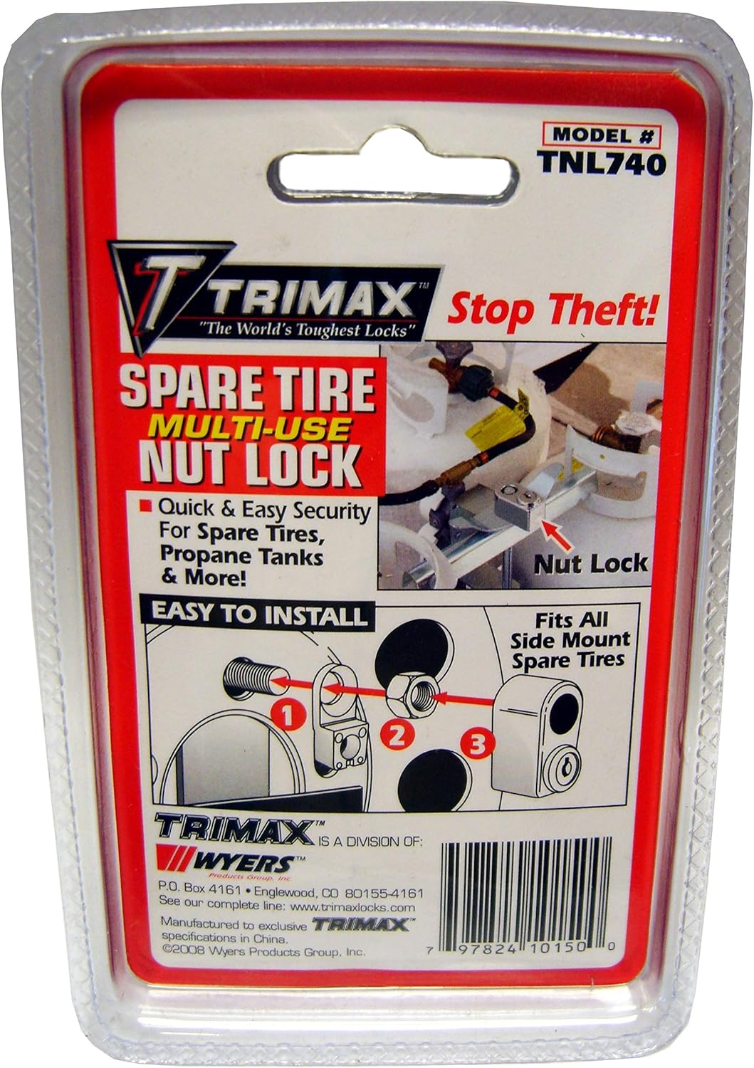 Trimax A-33060-SPK TNL740 Spare Tire Nut Lock for Side Mount Spare Tires