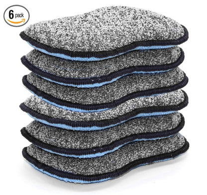 Multi-Purpose Sponges Kitchen by Scrub-it - Non-Scratch Microfiber sponges for Cleaning, along with Heavy Duty Scrubbing Power - Reusable Dish Sponge for Dishes, Pots and Pans (6 pack, Small)