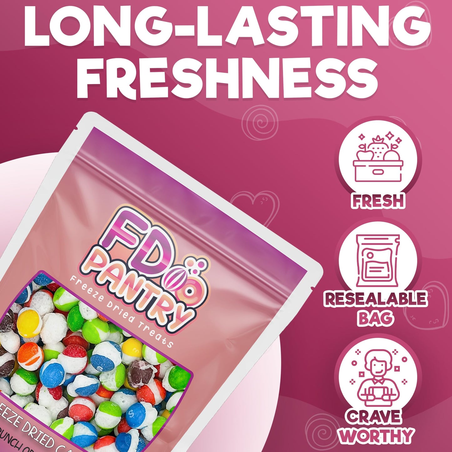 Fruit Crunch Original Candy Freeze Dried 16 oz 1 pound - Assortment Strawberry, Orange, Lemon, Grape, Lime Flavors Large 1lb Big Bag Pouch - Ideal Gift Snack 16oz