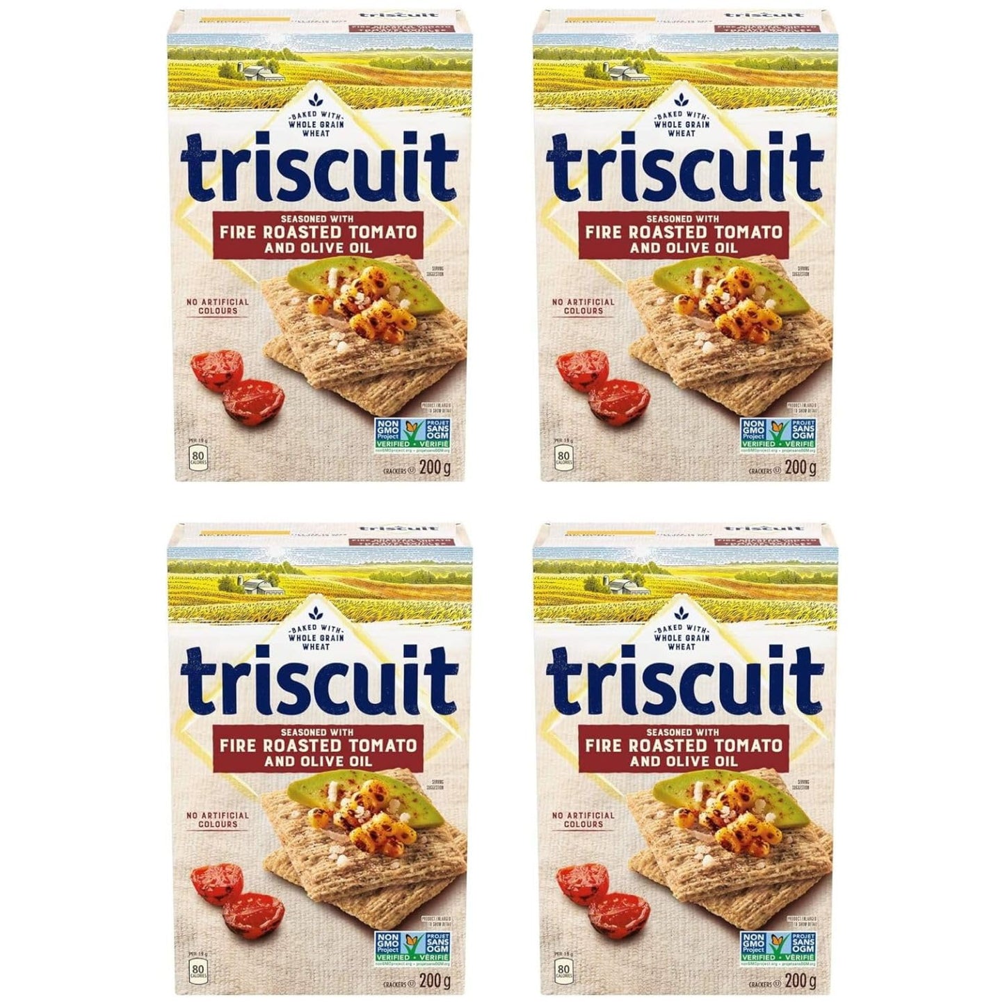 Triscuit Fire Roasted Tomato & Olive Oil Crackers, 200g/7oz (Pack of 4) Shipped from Canada