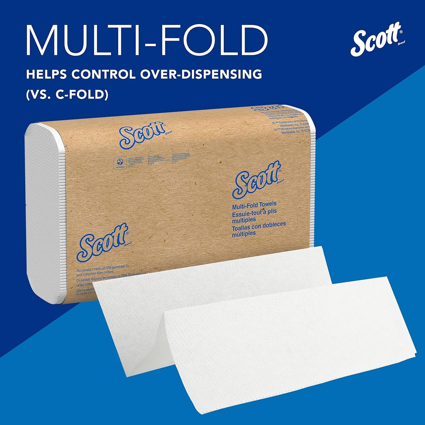 Scott® Multifold Paper Towels (01840), with Absorbency Pockets™, 9.2" x 9.4" sheets, White, Compact Case for Easy Storage, (250 Sheets/Pack, 16 Packs/Case, 4,000 Sheets/Case)