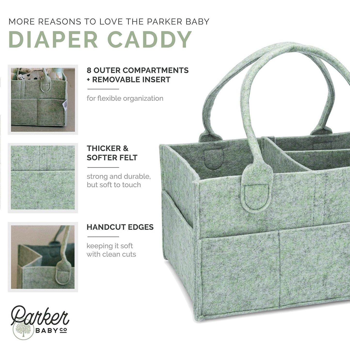 Parker Baby Diaper Caddy - Nursery Storage Bin and Car Organizer for Diapers and Baby Wipes (Oatmeal, Regular)