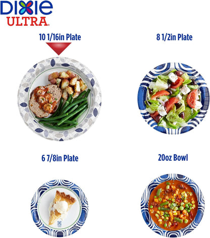 Dixie Ultra, Large Paper Plates, 10 Inch, 172 Count, 3X Stronger, Heavy Duty, Microwave-Safe, Soak-Proof, Cut Resistant, Disposable Plates For Heavy, Messy Meals