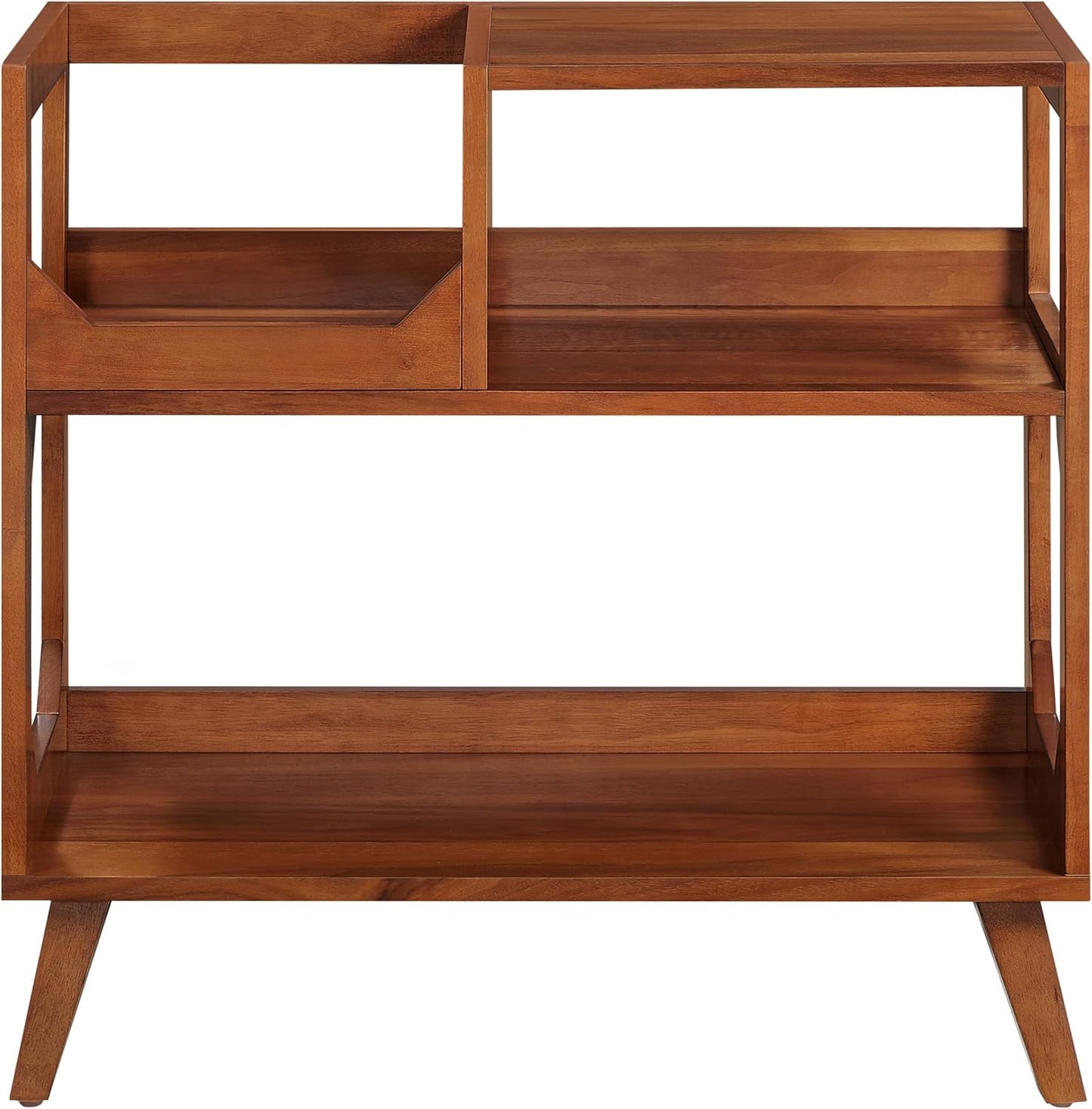 Crosley Furniture Asheville Mid-Century Modern Media Console Record Player Stand, Storage for Vinyl Records, Walnut, Medium