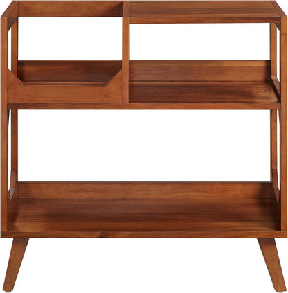 Crosley Furniture Asheville Mid-Century Modern Media Console Record Player Stand, Storage for Vinyl Records, Walnut, Medium