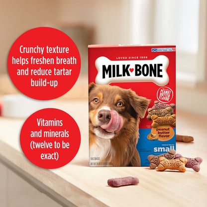 Milk-Bone Peanut Butter Flavor Dog Treats for Small Dogs, 7 Pound, Crunchy Texture Helps Freshen Breath