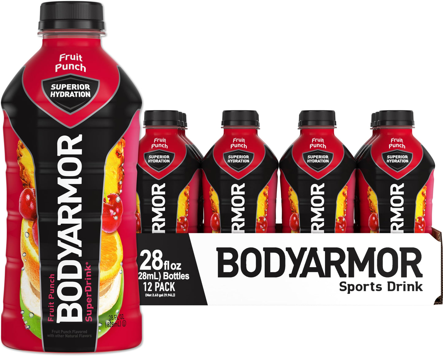 BODYARMOR Sports Drink Sports Beverage, Strawberry Banana, Coconut Water Hydration, Natural Flavors With Vitamins, Potassium-Packed Electrolytes, Perfect For Athletes, 12 Fl Oz (Pack of 8)