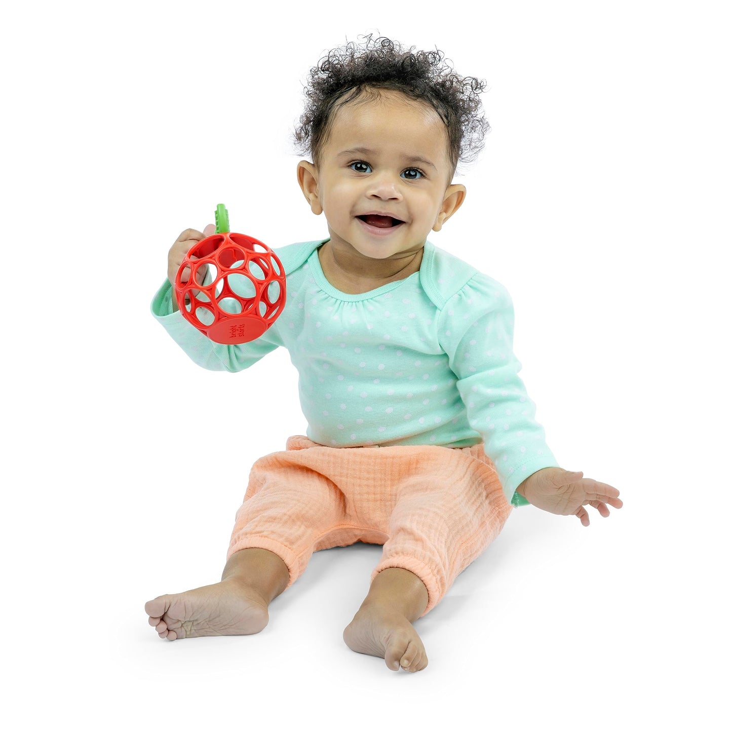 Bright Starts Oball Easy Grasp Classic Ball BPA-Free Infant Toy in Red, Yellow, Green, Blue, Age Newborn and up, 4 Inches