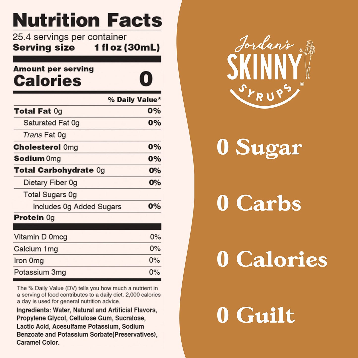 Jordan's Skinny Syrups Sugar Free Coffee Syrup, Vanilla Flavor Drink Mix, Zero Calorie Flavoring for Chai Latte, Protein Shake, Food and More, Gluten Free, Keto Friendly, 25.4 Fl Oz, 2 Pack