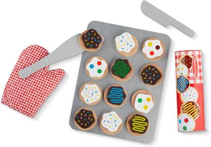 Melissa & Doug Slice and Bake Wooden Cookie Play Food Set - Pretend Cookies And Baking Sheet, Wooden Play Food Set, Toy Baking Set For Kids Ages 3+