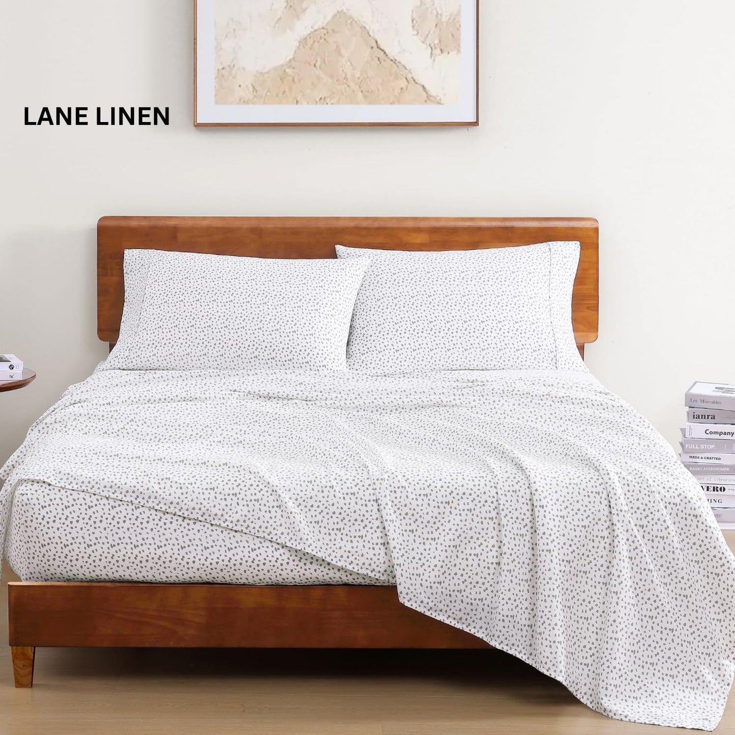 LANE LINEN 100% Organic Cotton Twin Sheets Set, 3Pc Twin Bed Sheets, Breathable Cotton Sheets Twin Size Bed Set, Dorm Room Essentials with 15" Twin Deep Pocket Fitted Sheet - White Sheets