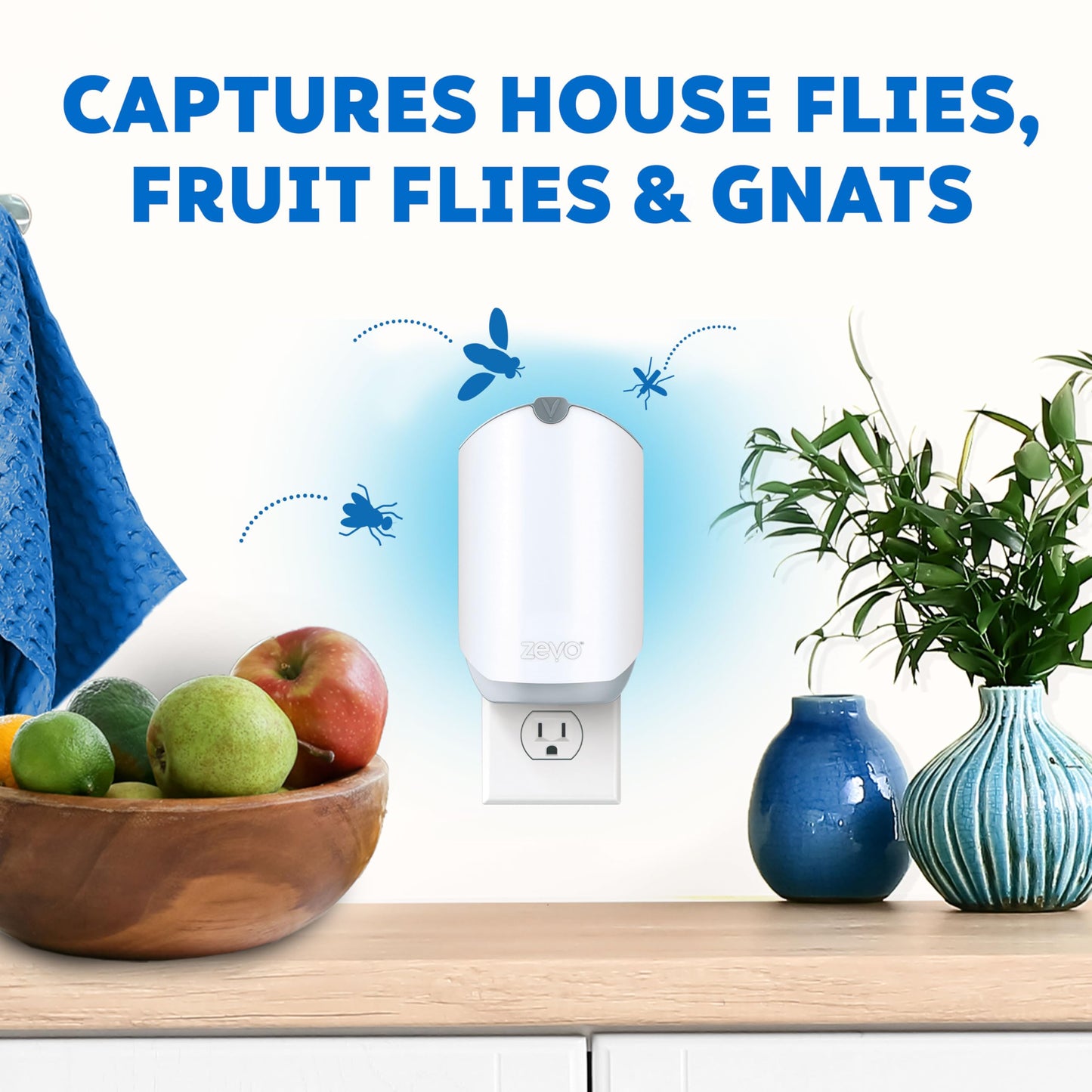 Zevo Flying Insect Trap, Fly Trap, Fruit Fly Trap (2 Plug-in Bases + 2 Refill Cartridges)