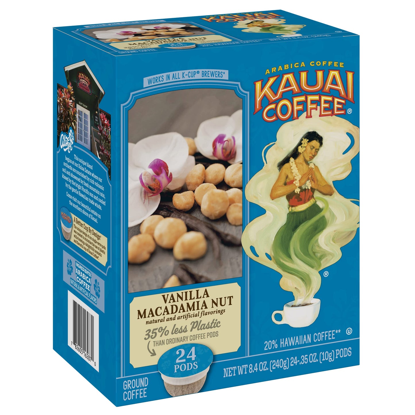 Kauai Coffee Na Pali Coast Dark Roast - Compatible with Keurig Pods K-Cup Brewers (1 Pack of 12 Single-Serve Cups)