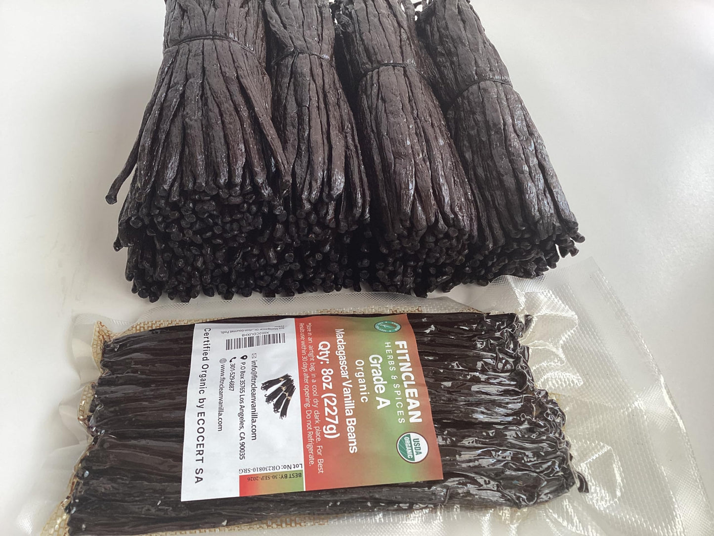 50 Organic Grade A Madagascar Vanilla Beans. Certified USDA Organic for Extract and all things Vanilla by FITNCLEAN VANILLA. ~5" Bulk Fresh Bourbon NON-GMO Pods.