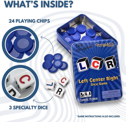 LCR® Left Center Right™ Dice Game - Blue Tin