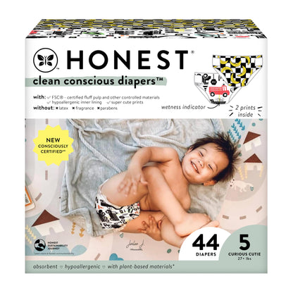 The Honest Company Clean Conscious Diapers | Plant-Based, Sustainable | Above It All + Pandas | Club Box, Size Newborn, 72 Count