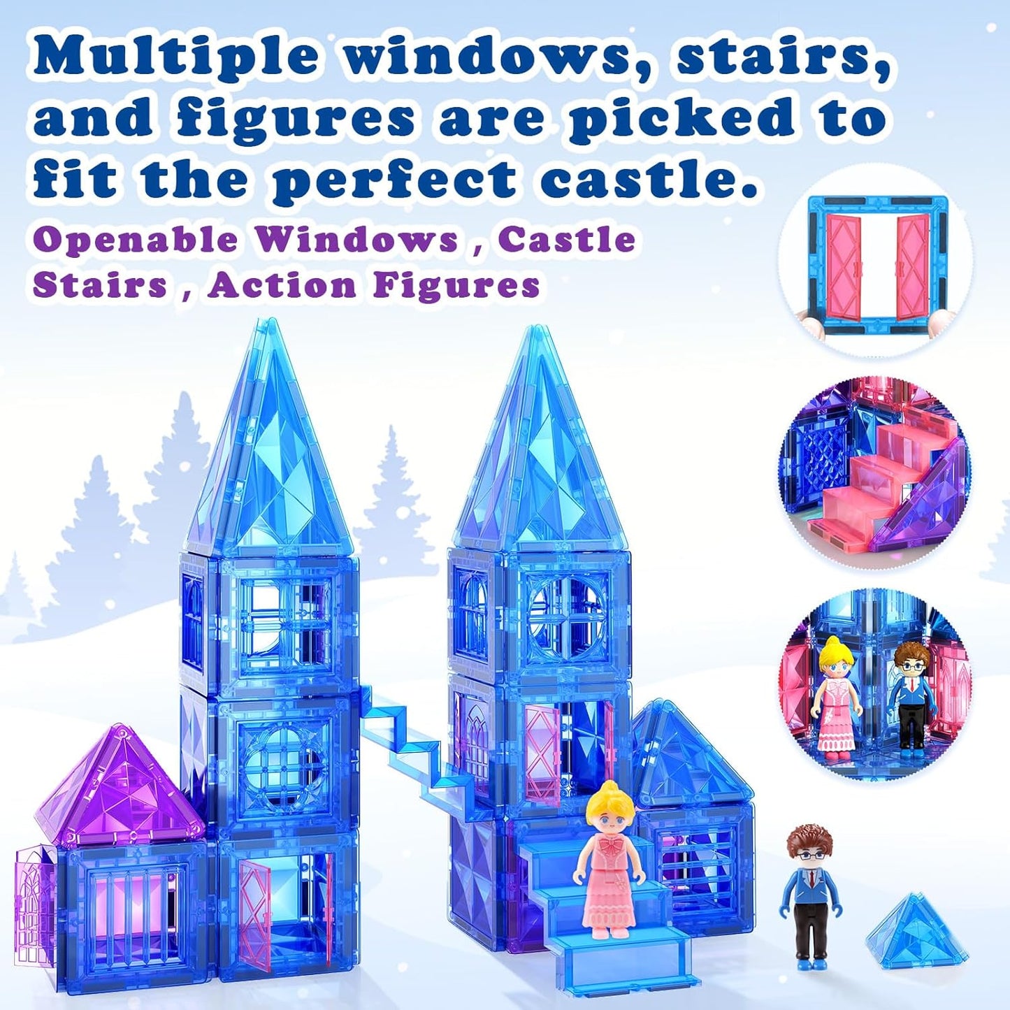 Diamond Magnetic Building Blocks - Frozen Princess Toys for 3-8 Year Old Girls & Boys - 3 4 5 6 Year Old Girl Birthday Xmas Present