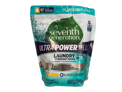 Seventh Generation Ultra Power Plus Laundry Detergent Packs, Fresh Citrus Scent (42 Packs)