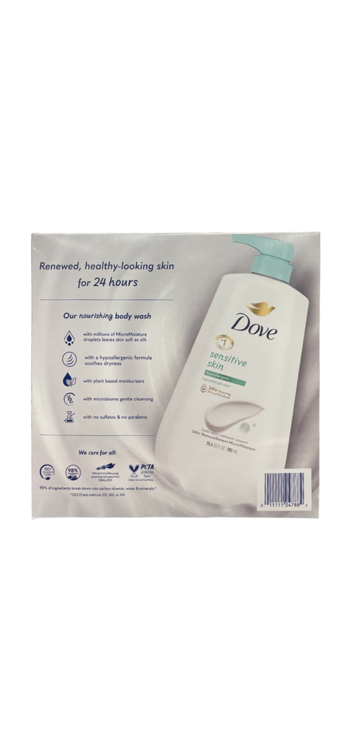 Dove Sensitive Skin Hypoallergenic Body Wash, 30.6 oz (2 Pack)