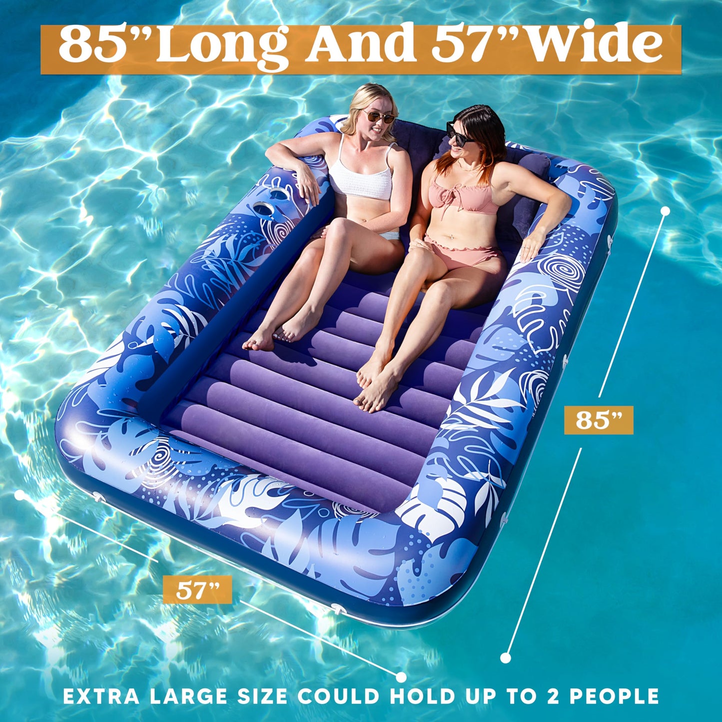 Sloosh Inflatable Tanning Pool Lounger Float for Adults, 70" x 46" Large Suntan Tub Pool Floats Sun Tan Tub Ice Bath Tub Tanning Bed Blow up Pool Raft Lounge Floatie, L-Blue