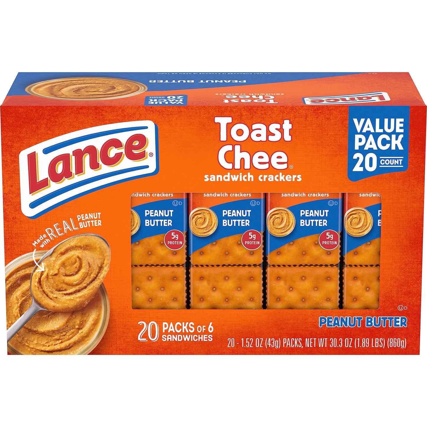 Lance Sandwich Crackers, Captain's Wafer Grilled Cheese, 10 Individual Packs, 6 Sandwiches Each