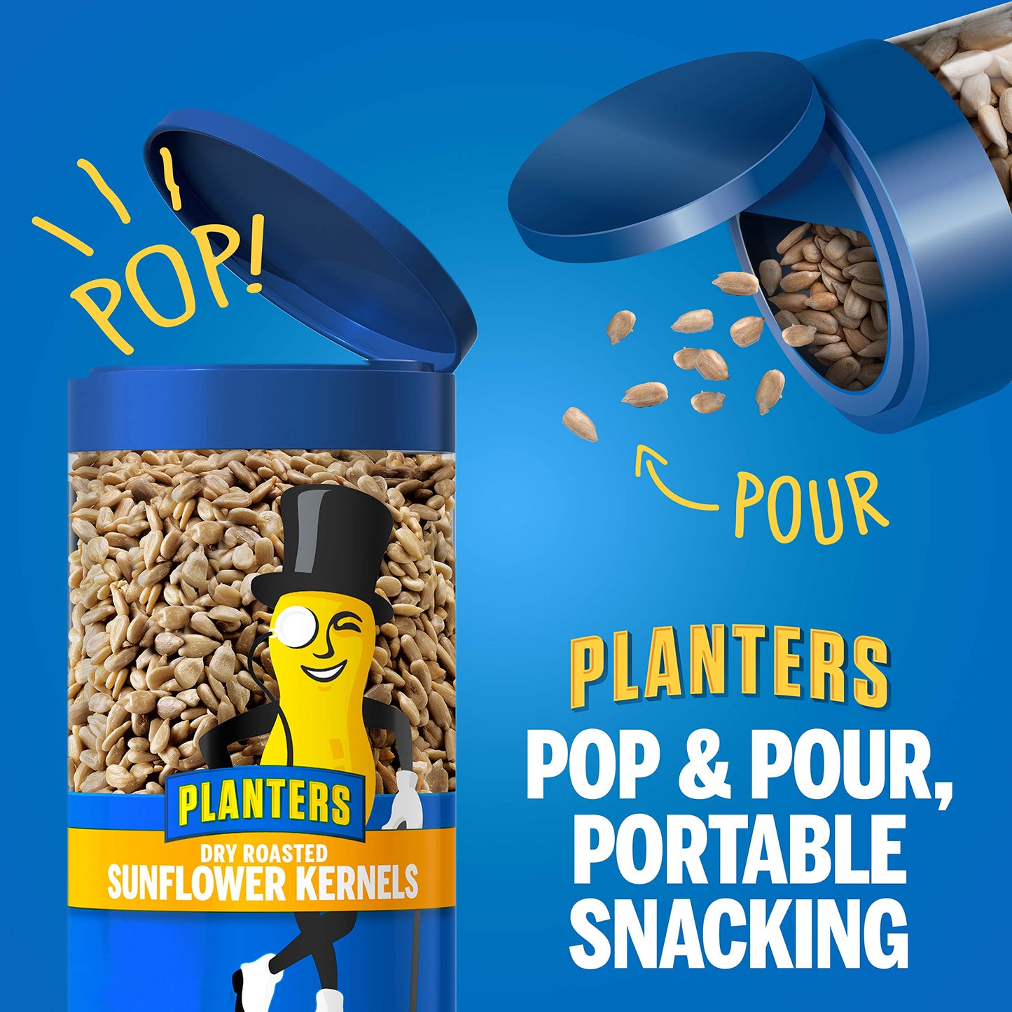 Planters Pop & Pour Dry Roasted Sunflower Seeds, (4 - 5.85 oz. Jars)