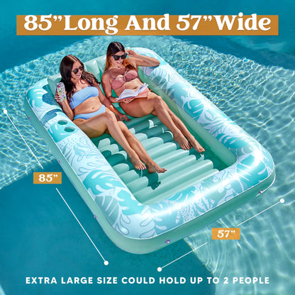 Sloosh Inflatable Tanning Pool Lounger Float for Adults, 70" x 46" Large Suntan Tub Pool Floats Sun Tan Tub Ice Bath Tub Tanning Bed Blow up Pool Raft Lounge Floatie, L-Blue