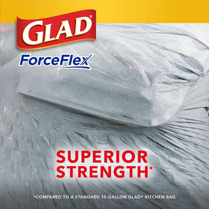 Glad Trash Bags, ForceFlex Tall Kitchen Drawstring Garbage Bags, Fresh Clean, 13 Gal, 40 Ct (Package May Vary)